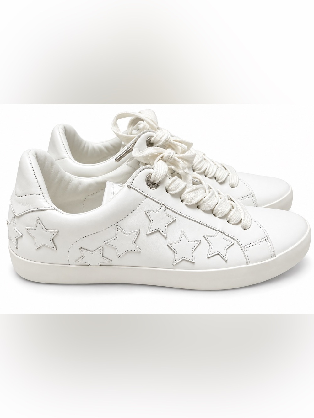 Zadig & Voltaire White Star-Embellished Leather Sneakers